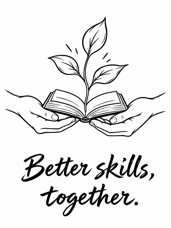黑白手绘海报：Better skills, together.